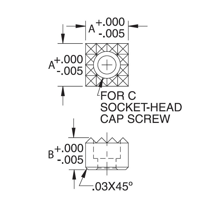 Carr Lane Square Grippers Hardened Tool Steel Serrated Counterbored Drawing