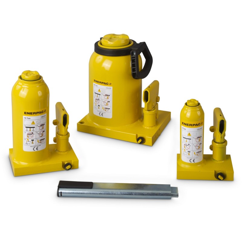 Enerpac GBJ015A Hydraulic Industrial Bottle Jack 5.91 Inch Stroke 17 Ton Capacity Overload Safety Relief Valve 