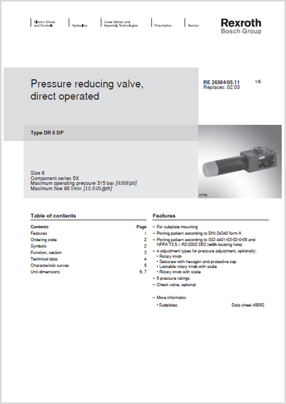 Bosch Rexroth Direct Operated Pressure Reducing Valves DR 6 DP - HYQUIP ...