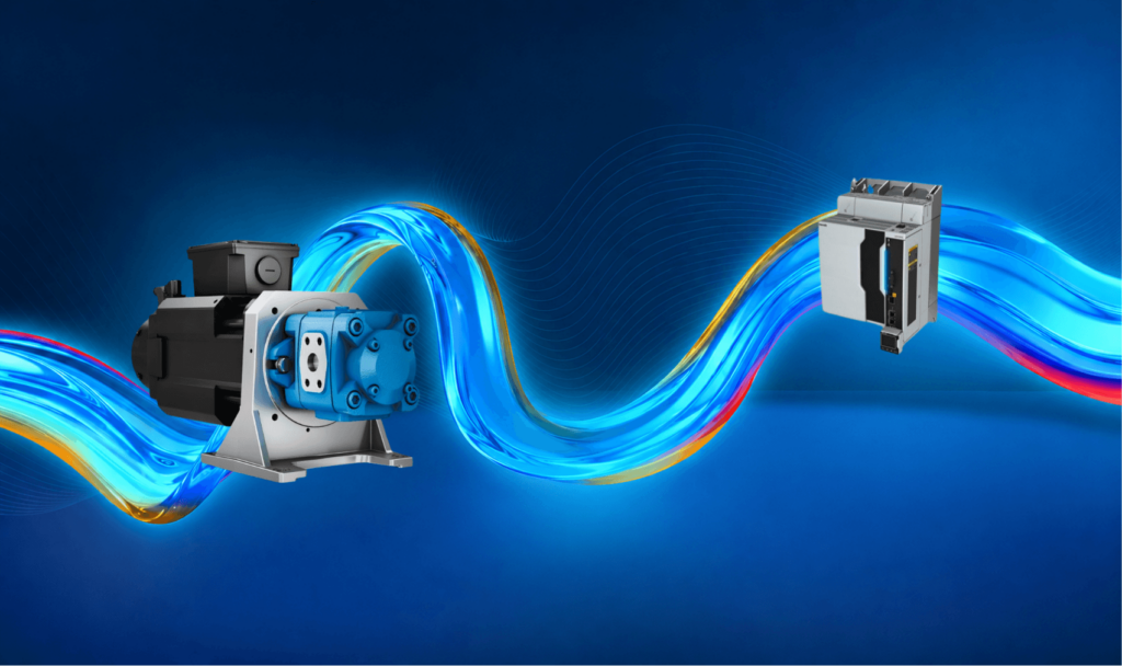 Bosch Rexroth Sytronix variable-speed hydraulic drive for energy-efficient hydraulic system retrofit.